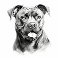 Realistic Black And White Pit Bull Dog Illustration Royalty Free Stock Photo