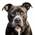 Realistic Black And White Pit Bull Dog Painting - Detailed And Colorful Cartoon Style
