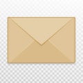 Realistic blank closed envelope front view from brown old paper. Vector illustration Royalty Free Stock Photo