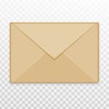 Realistic blank closed envelope front view from brown old paper. Vector illustration Royalty Free Stock Photo