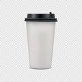 Realistic Blank Coffee Paper Cup With Lid - Vector Illustration - Isolated On Transparent Background