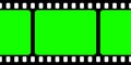 Realistic blank film strip, camera roll. Old retro cinema movie strip with green chroma key background. Analog video