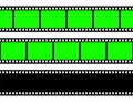 Realistic blank film strip, camera roll. Old retro cinema movie strip with green chroma key background. Analog video Royalty Free Stock Photo