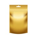 Realistic blank golden pouch doypack with zip lock