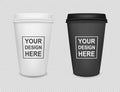 Realistic blank paper coffee cup icon set isolated on transparent background. Vector design template for branding Royalty Free Stock Photo