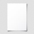 Realistic blank paper sheet with shadow in A4 format on transparent background. Notebook or book page with curled corner Royalty Free Stock Photo