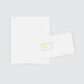 Realistic blank sim cards and Cover paper in minimalistic style on white background. SIM card. Easy to change color mock up vector Royalty Free Stock Photo