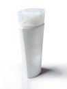 Realistic Blank White Plastic bottle of shampoo or conditioner or cosmetic on isolated white background. High angle.