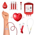 Realistic Blood Donor Set Royalty Free Stock Photo