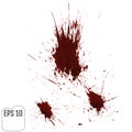 Realistic blood drips. Splash and spray of blood. Vector