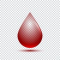 Realistic blood drop with shadow on transparent background Royalty Free Stock Photo