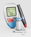 realistic blood glucose meter glucometer, diabetes blood glucose test isolated 3d Illustration