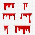 Realistic blood isolated on transparent background. Drops and splashes.