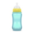 Realistic Blue Baby Bottle of Milk. Vector Royalty Free Stock Photo