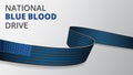 Realistic blue and black ribbon. Vector illustration. National Blue Blood Drive. Support to Americas law enforcement