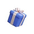 3d render blue gift box in plastic style