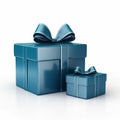 Realistic Blue Gift Box With Untied Ribbons And Bow On White Background Royalty Free Stock Photo