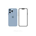 Realistic blue iPhone 13 pro mockup, Smartphone white screen, mockup Royalty Free Stock Photo