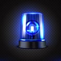 Realistic blue led flasher. Blue lights. Transparent beacon for emergency situations Royalty Free Stock Photo