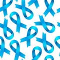 3d Blue ribbon seamless pattern to Prostate Cancer Awareness. Bright medical banner, Movember.