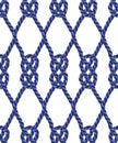 Vintage navy blue rope double knots net pattern