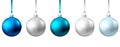 Realistic  blue, silver  Christmas  balls  isolated on white background Royalty Free Stock Photo