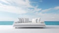 Realistic Blue Skies: A Comfycore White Sofa By The Sea