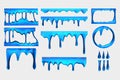 Realistic blue slime drips set collection