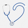 Realistic Blue Stethoscope Forming a Heart Shape, Transparent Background Royalty Free Stock Photo