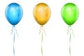 Realistic Blue, Yellow and Green Balloon Royalty Free Stock Photo