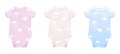 Realistic bodysuit. Baby onesies mockup, newborn romper infant bodysuits cotton pantie for sleep, white pink blue