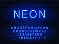 Realistic bold dark blue neon font set Royalty Free Stock Photo