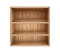 Realistic bookshelf made of wooden boards. Empty bookshelf mockup template. Old wooden shelves for library, office and