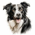 Realistic Border Collie Dog Portrait Vector Illustration Royalty Free Stock Photo