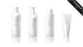 Realistic bottle set. Cosmetic brand template