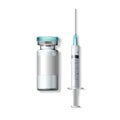 Realistic Bottle and Syringe. Coronavirus Vaccine, Botox, Filler, Hyaluronic Acid Closeup