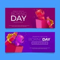 realistic boxing day sale horizontal banners set abstract design vector illustration