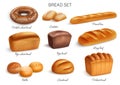 Realistic Bread Icon Set