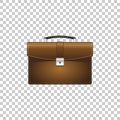 Realistic Briefcase brown for business isolated object on transparent background. Business case sign. Vector