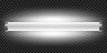 Realistic bright 3d long luminescence light lamp, white illuminated fluorescent tube isolated on transparent background Ã¢â¬â vector Royalty Free Stock Photo