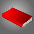 Realistic bright red blank softcover book.