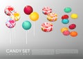 Realistic Bright Round Candies Set