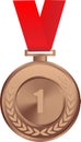 Realistic Bronze Medal Vector, 1st Bronze Award, 1st Prize, Bronze Challenge Award, Medal Award winner, First place trophy, Bronze