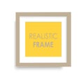 Realistic brown wooden photo frame. Vector. Royalty Free Stock Photo