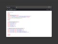 Realistic browser window with css code. Simple html code on web page. Script coding or programming website. Vector Royalty Free Stock Photo