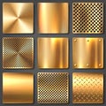 Realistic brushed metal textures set. Polished stainless steel background. Vector illustration. Royalty Free Stock Photo