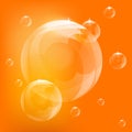 Realistic bubbles vector, orange bubbles, bubbles vector