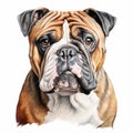Realistic Bulldog Portrait Illustration In Watercolor Style Royalty Free Stock Photo