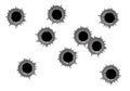 Realistic bullet holes on white background vector