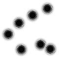 Realistic Bullet Holes on a White Background. Vector